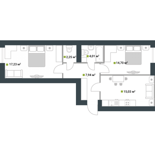 2-комнатная 61.16 м² в ЖК Idilika от 21 850 грн/м², г. Буча