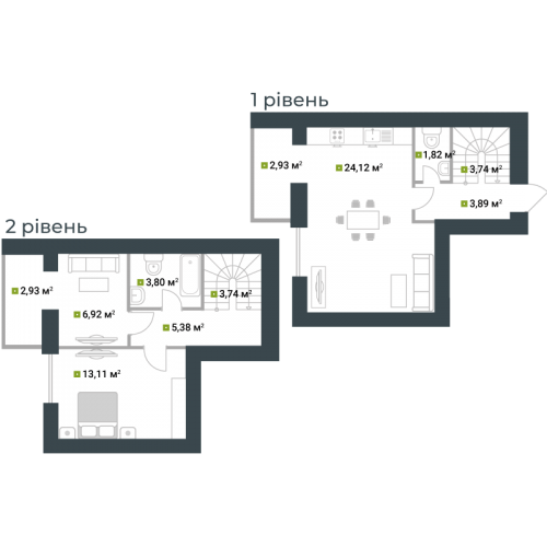 Дворівнева 72.36 м² в ЖК Idilika від 21 850 грн/м², м. Буча