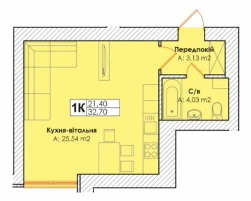 1-кімнатна 32.7 м² в ЖК Life від 20 000 грн/м², смт Гостомель
