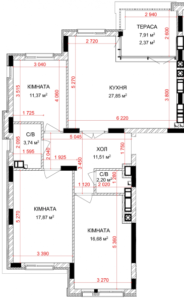 3-кімнатна 99.13 м² в ЖК Найкращий квартал-2 від 31 500 грн/м², смт Гостомель