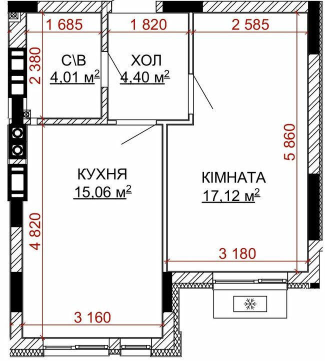 1-кімнатна 40.59 м² в ЖК Найкращий квартал-2 від 26 200 грн/м², смт Гостомель