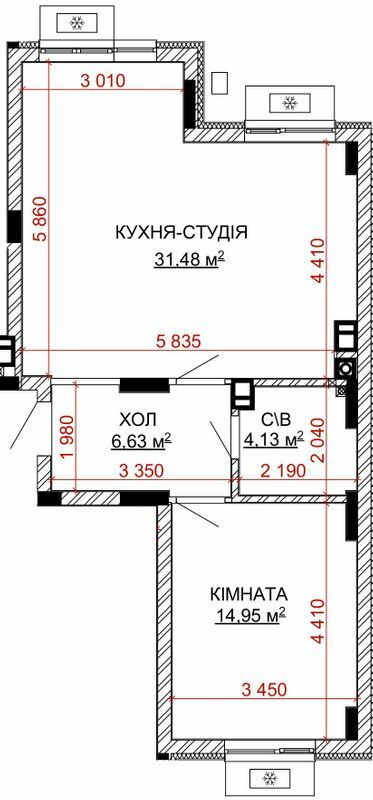 1-комнатная 57.19 м² в ЖК Найкращий квартал-2 от 26 200 грн/м², пгт Гостомель