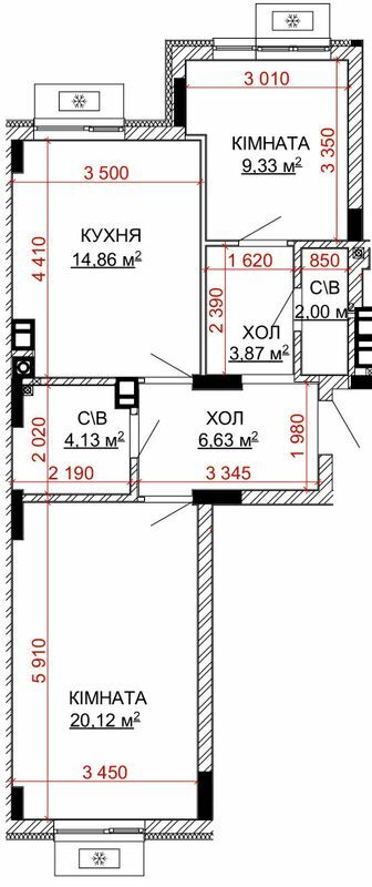 2-комнатная 60.94 м² в ЖК Найкращий квартал-2 от 23 400 грн/м², пгт Гостомель