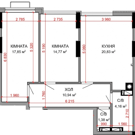 2-комнатная 69.93 м² в ЖК Royal Park от 26 800 грн/м², г. Ирпень