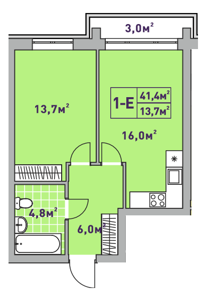 1-комнатная 41.4 м² в ЖК Центральный-2 от 35 350 грн/м², г. Ирпень