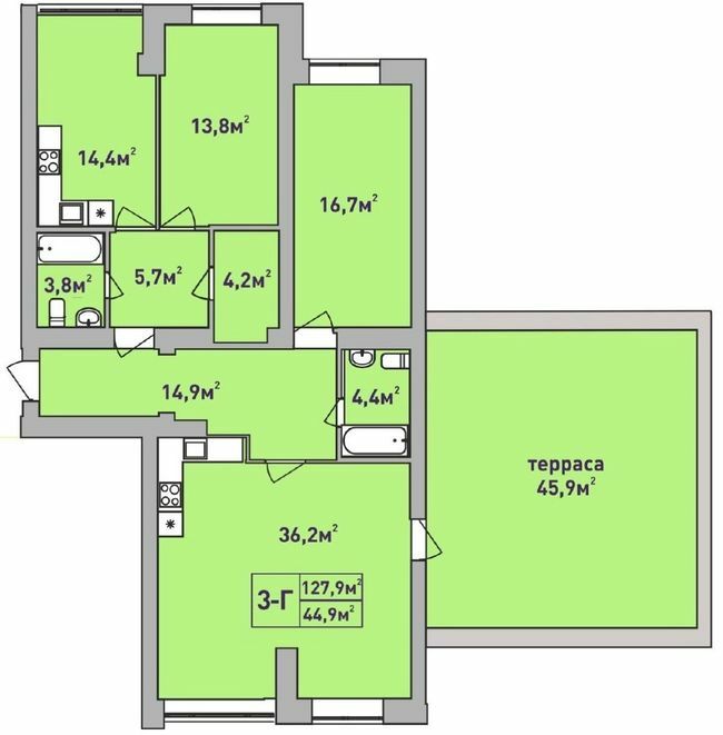 3-кімнатна 127.9 м² в ЖК Центральний-Преміум від 31 300 грн/м², м. Ірпінь