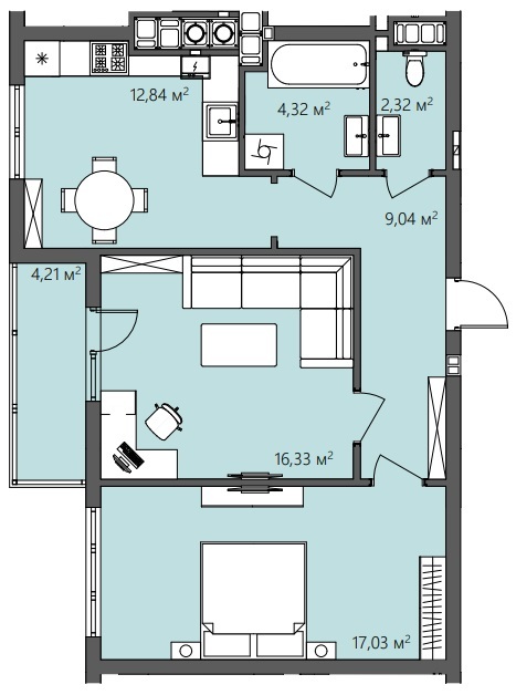 2-комнатная 66.09 м² в ЖК GREENHOUSE CITY от 14 600 грн/м², г. Городок