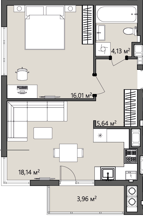 1-кімнатна 47.88 м² в ЖК GREENHOUSE CITY від 14 600 грн/м², м. Городок