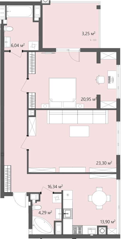 2-комнатная 88.07 м² в ЖК GREENHOUSE CITY от 14 600 грн/м², г. Городок