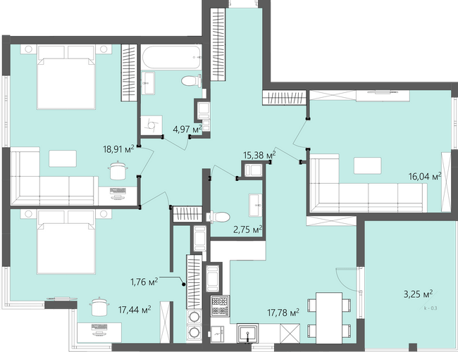 3-комнатная 98.28 м² в ЖК GREENHOUSE CITY от 17 250 грн/м², г. Городок