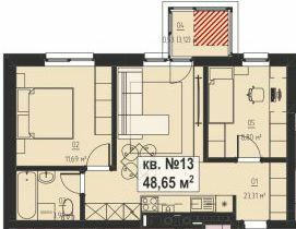 2-комнатная 48.65 м² в ЖК CHAYKOVSKIY от 25 850 грн/м², Ровно