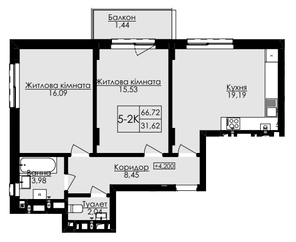 2-комнатная 66.72 м² в ЖК AUROOM SPARK от 22 850 грн/м², Львов