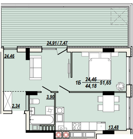 1-комнатная 51.65 м² в ЖК Солнечная Терраса от 17 000 грн/м², Тернополь