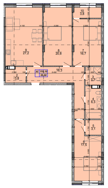 3-комнатная 119.1 м² в ЖК Podil Plaza & Residence от 53 000 грн/м², Киев