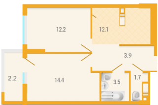 2-комнатная 50 м² в ЖК Караваевы Дачи от 35 000 грн/м², Киев