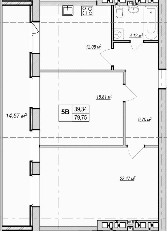 2-комнатная 79.75 м² в ЖК Метро парк от 29 900 грн/м², Киев