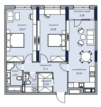 2-кімнатна 88.15 м² в ЖК Новий Автограф від 43 450 грн/м², Київ