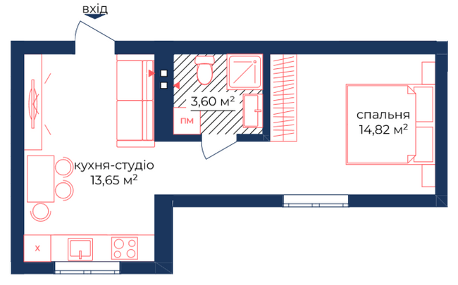 1-кімнатна 32.07 м² в КБ Liverpool House від 29 100 грн/м², Київ