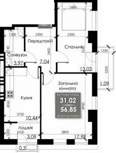 2-кімнатна 56.85 м² в ЖК Steel House від 18 500 грн/м², Суми