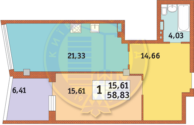 1-комнатная 58.83 м² в ЖК Costa fontana от 29 700 грн/м², Одесса