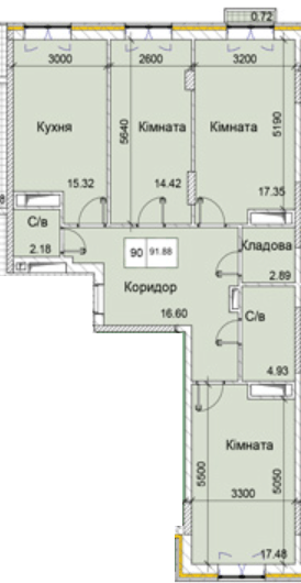 3-кімнатна 91.88 м² в ЖК Love від 15 350 грн/м², Одеса