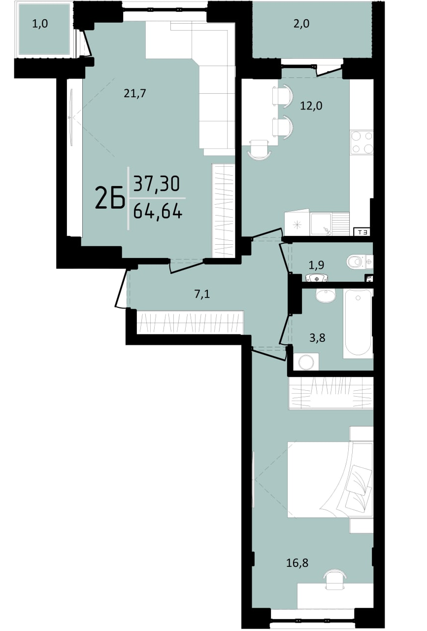 2-комнатная 64.64 м² в ЖК Триумф Софиевский от 24 000 грн/м², с. Счастливое