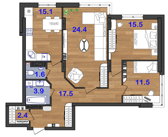 3-комнатная 91 м² в ЖК SunCity от 21 000 грн/м², Одесса