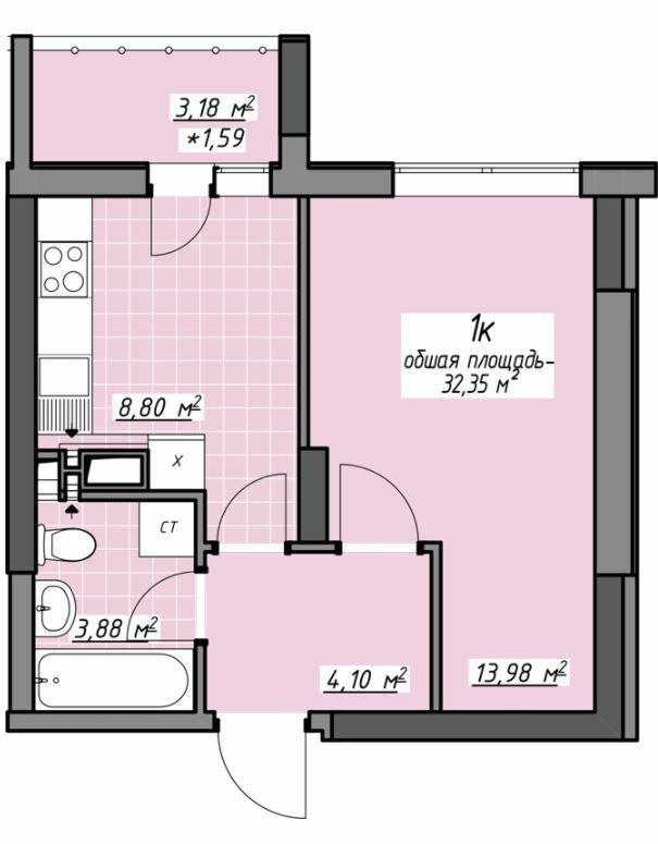 1-комнатная 32.35 м² в ЖК Одесские традиции на Глушко от 28 400 грн/м², Одесса