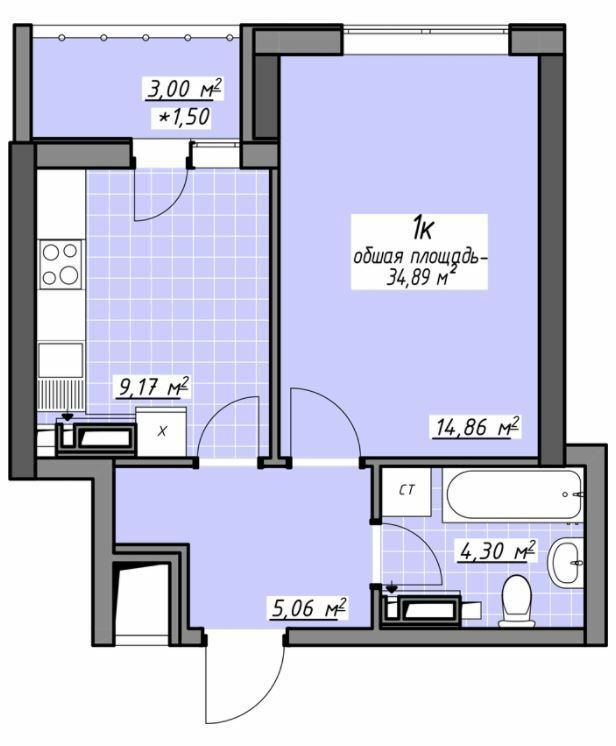 1-кімнатна 34.89 м² в ЖК Одеські традиції на Глушко від 28 400 грн/м², Одеса