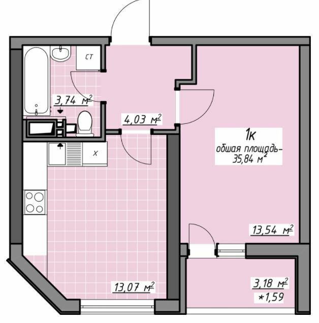 1-кімнатна 35.84 м² в ЖК Одеські традиції на Глушко від 28 400 грн/м², Одеса