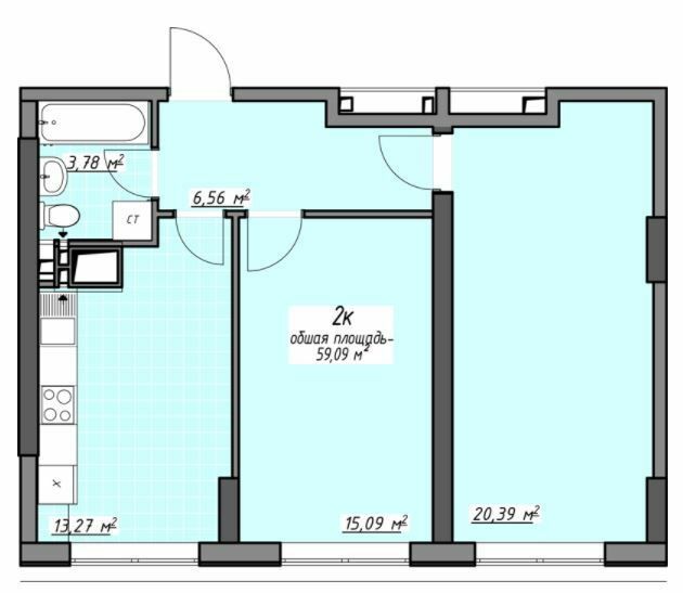 2-кімнатна 59.09 м² в ЖК Одеські традиції на Глушко від 29 800 грн/м², Одеса