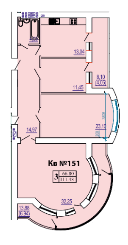 3-комнатная 111.48 м² в ЖК Победа от 28 150 грн/м², Одесса