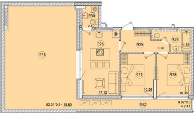 3-кімнатна 69.09 м² в ЖК Простір на Педагогічній від 32 100 грн/м², Одеса