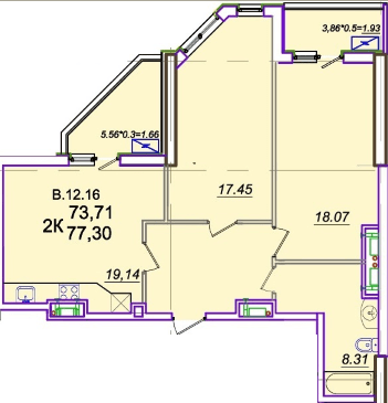 2-комнатная 77.3 м² в ЖК Родос от 23 550 грн/м², Одесса