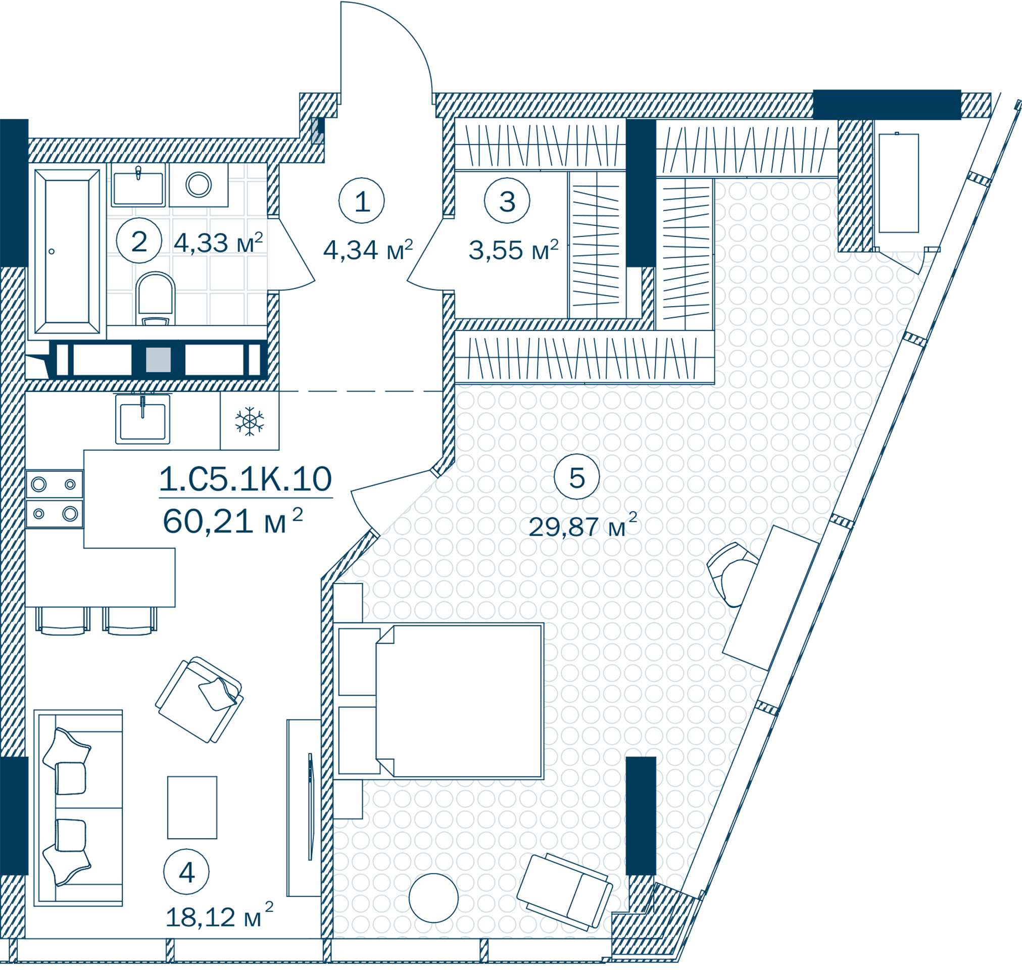 1-кімнатна 60.21 м² в ЖК Rusaniv Residence від 39 150 грн/м², Київ