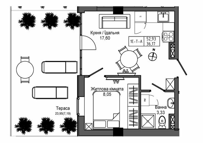 1-комнатная 54.93 м² в ЖГ ARTVILLE от 21 550 грн/м², пгт Авангард