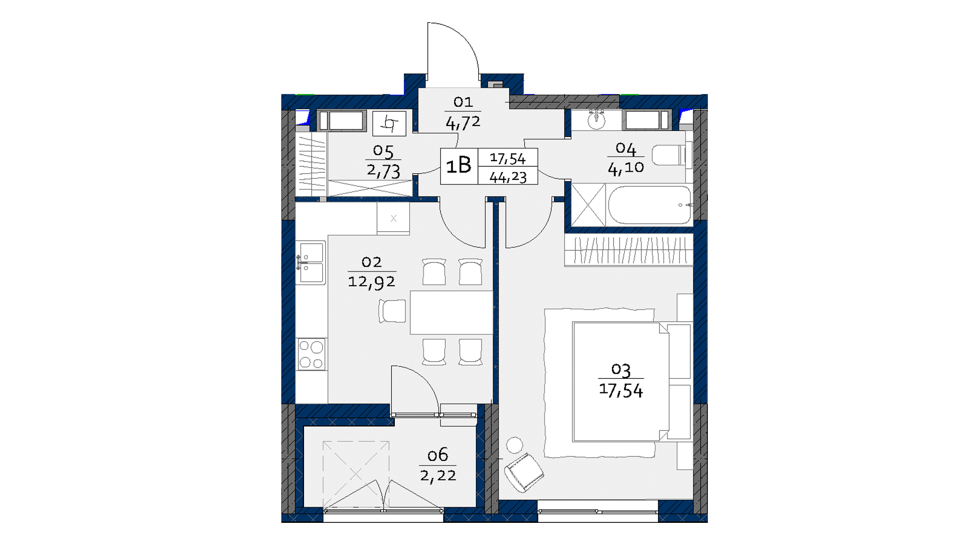 1-комнатная 44.23 м² в ЖК POLARIS Home&Plaza от 40 047 грн/м², Киев