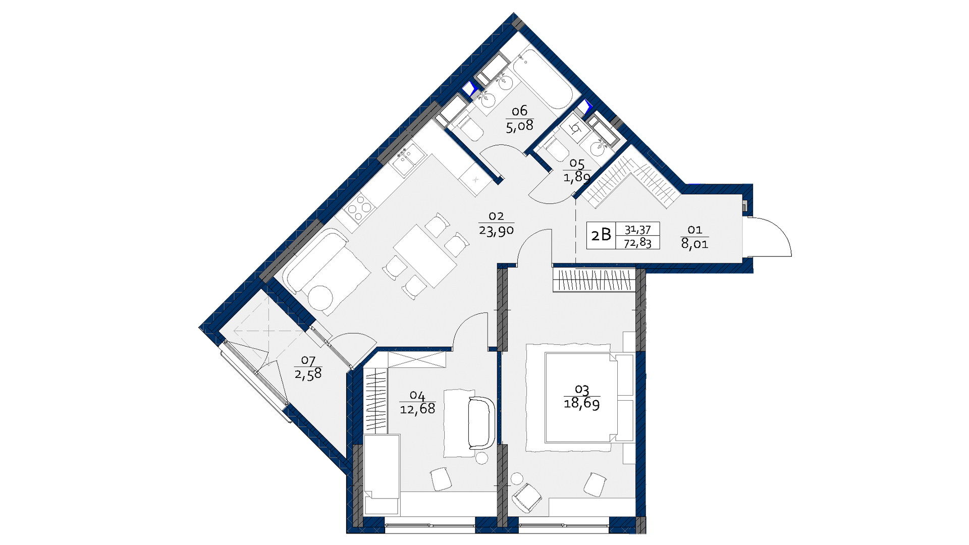 2-кімнатна 72.83 м² в ЖК POLARIS Home&Plaza від 34 178 грн/м², Київ