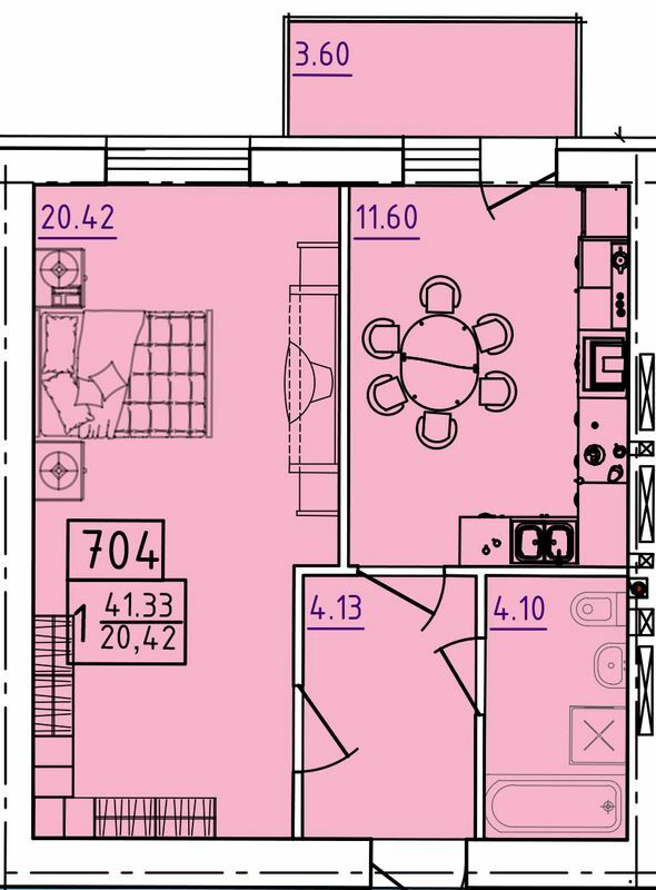 1-кімнатна 41.33 м² в ЖК Парк Морський від 17 200 грн/м², м. Южне