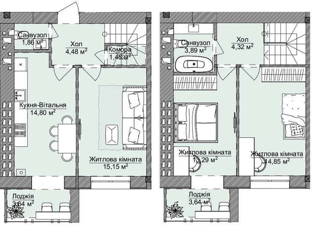 Двухуровневая 81.37 м² в ЖК Теплый дом Plus от 18 400 грн/м², с. Крыжановка