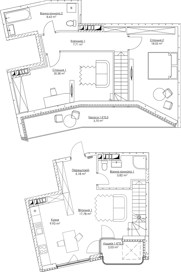 Дворівнева 99.18 м² в ЖК O2 Residence від 27 747 грн/м², Київ