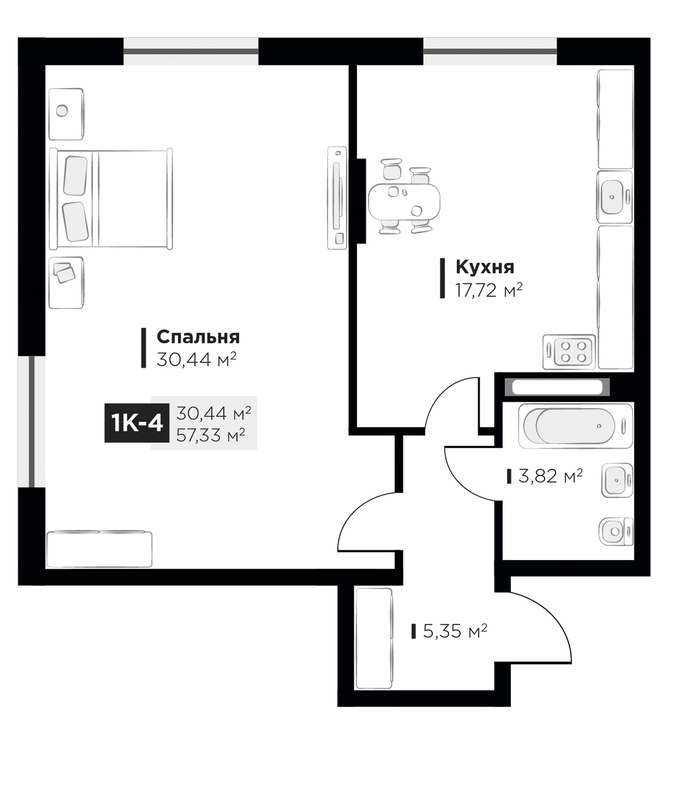 1-кімнатна 57.33 м² в ЖК Life Story від 42 621 грн/м², Київ