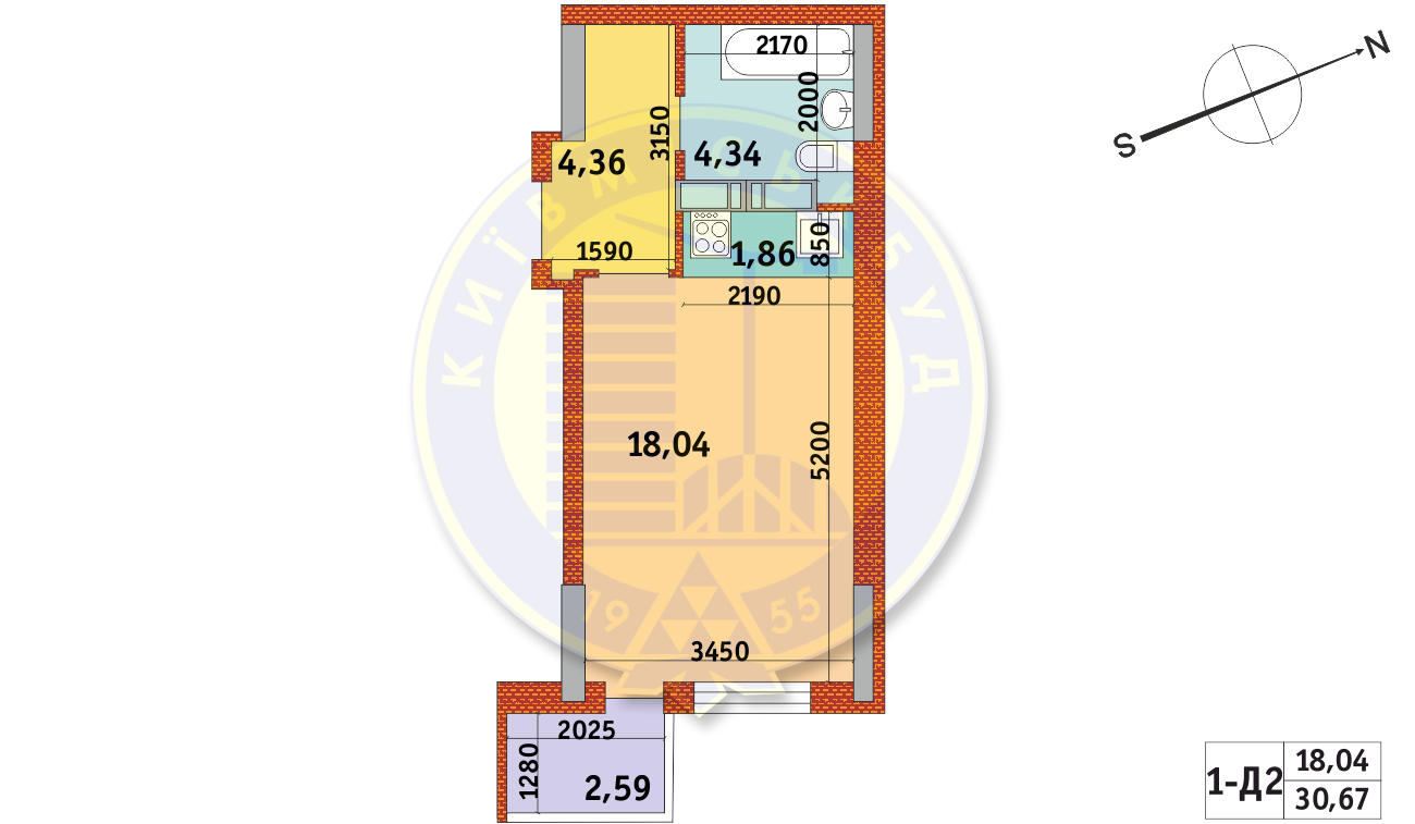 1-кімнатна 30.67 м² в ЖК Оберіг-2 від 27 783 грн/м², Київ