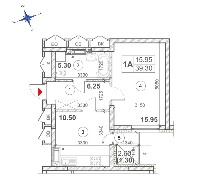 1-кімнатна 39.3 м² в ЖК Кирилівський Гай від 37 852 грн/м², Київ