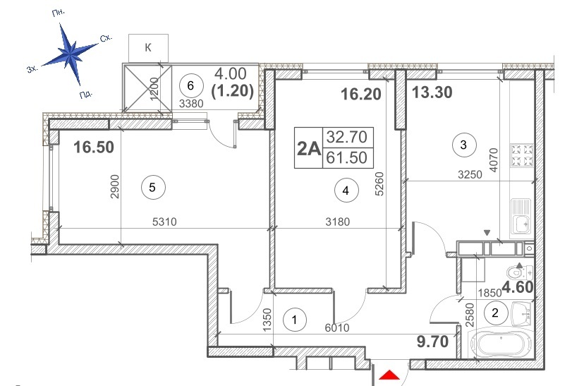 2-комнатная 61.5 м² в ЖК Кирилловский Гай от 35 329 грн/м², Киев