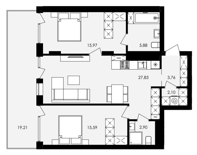 2-кімнатна 79.79 м² в ЖК Avalon Yard від 31 000 грн/м², Львів