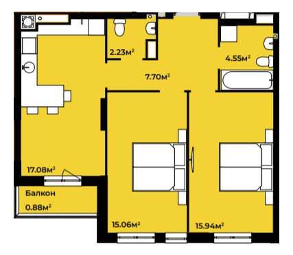 2-кімнатна 63.44 м² в ЖК Continent Green від 18 500 грн/м², Львів