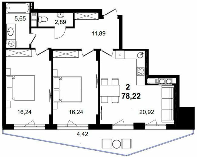 2-кімнатна 78.22 м² в ЖК Tiffany apartments від 31 050 грн/м², Львів