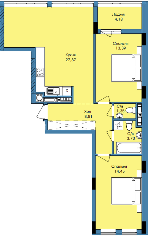 2-комнатная 73.76 м² в ЖК Washington City от 25 600 грн/м², Львов
