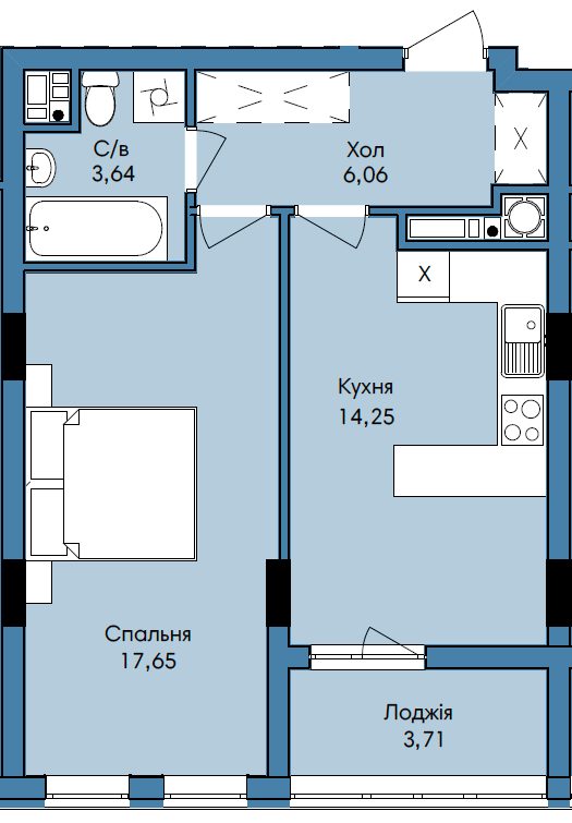 1-кімнатна 45.31 м² в ЖК Washington City від 27 500 грн/м², Львів